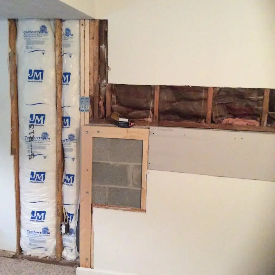 Wall insulation replacement during Basement Flood Cleanup in Brentwood
